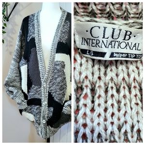 90's CHUNKY SLOUCHY COLOURBLOCK CARDIGAN SWEATER